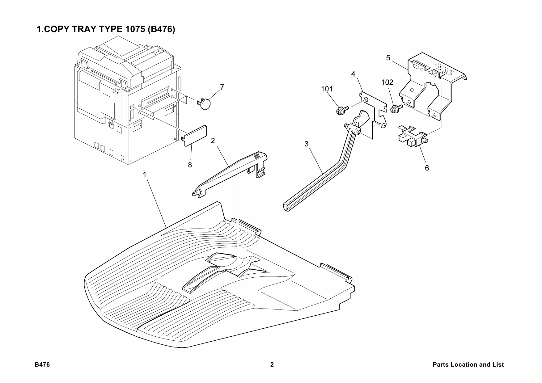 RICOH Options B476 COPY-TRAY-TYPE-1075 Parts Catalog PDF download-4